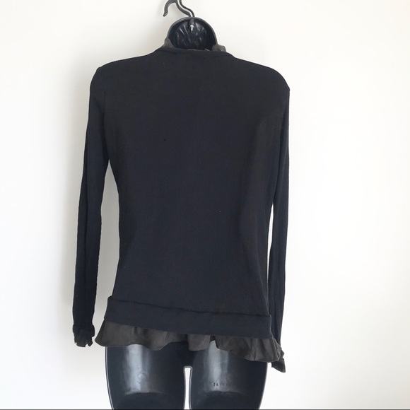 CLU Ruffle Ribbed Light Weight Black Cardigan M - Picture 5 of 11